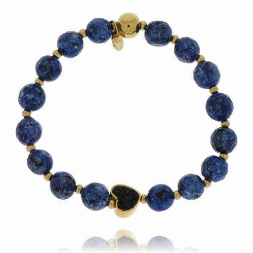 BRANSOLETKA STAL CHIRURGICZNA NIEBIESKIE KORALIKI SERDUSZKO