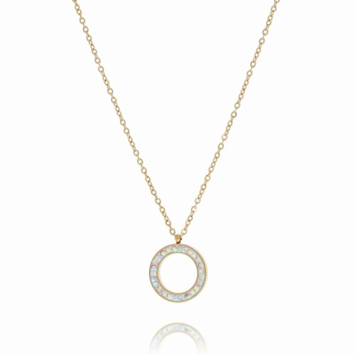 NASZYJNIK CELEBRYTKA  STAL CHIRURGICZNA  KOLOR ZŁOTY KÓŁKO OPALIZUJĄCE KRYSZTAŁKI