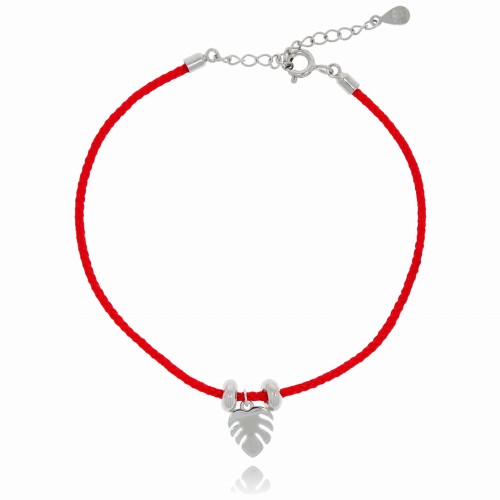 BRANSOLETKA NA CZERWONYM SZNURU SREBRO PRÓBA 925 MONSTERA