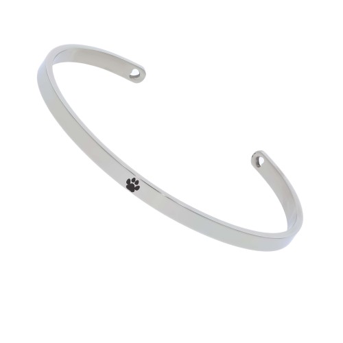 BRANSOLETKA OBRĘCZ ZE STALI CHIRURGICZNEJ ŁAPKA KOLOR SREBRNY