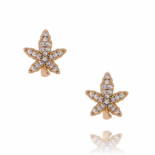 KOLCZYKI ZE STALI CHIRURGICZNEJ DLA DZIEWCZYNKI LIŚĆ KRYSZTAŁKI