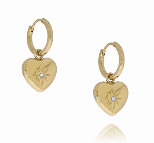 KOLCZYKI ZE STALI CHIRURGICZNEJ KOLOR ZŁOTY SERDUSZKO WISZĄCE