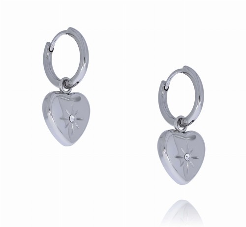 KOLCZYKI ZE STALI CHIRURGICZNEJ KOLOR SREBRNY SERDUSZKO WISZĄCE 