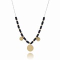 naszyjnik stal 316 l łańcuszek choker czarne koraliki blaszki kolor złoty.jpg