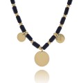 naszyjnik stal 316 l łańcuszek choker czarne koraliki blaszki kolor złoty.jpg