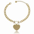 bransoletka stal  316 l kolor złoty łańcuch serce  kryształki.JPG