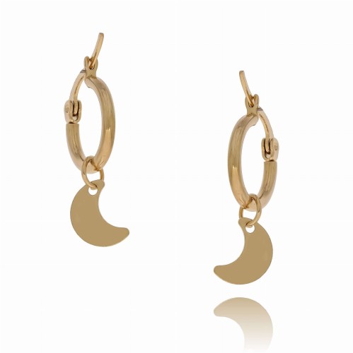 KOLCZYKI ZE STALI CHIRURGICZNEJ KOLOR ZŁOTY KÓŁKO Z ZAWIESZKAMI KSIĘŻYC