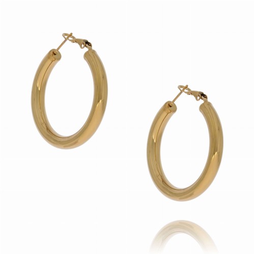 KOLCZYKI ZE STALI CHIRURGICZNEJ GRUBE KOŁA KOLOR ZŁOTY 