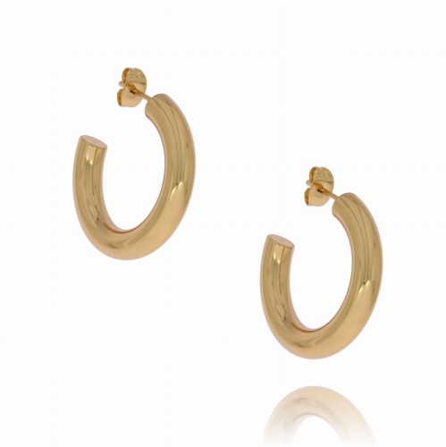 KOLCZYKI ZE STALI CHIRURGICZNEJ MIDI GRUBE KOŁA KOLOR ZŁOTY  