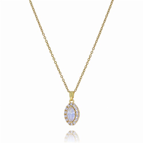 NASZYJNIK  STAL CHIRURGICZNA KOLOR  KOLOR ZŁOTY KRYSZTAŁEK ŁEZKA