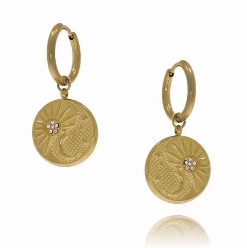 kolczyki stal chirurgiczna medalion księżyc kolor złoty.jpg