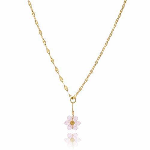 NASZYJNIK  STAL CHIRURGICZNA BLOSSOM KOLOR RÓŻOWY