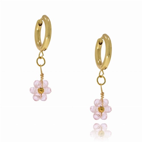 KOLCZYKI ZE STALI CHIRURGICZNEJ BLOSSOM KOLOR RÓŻOWY