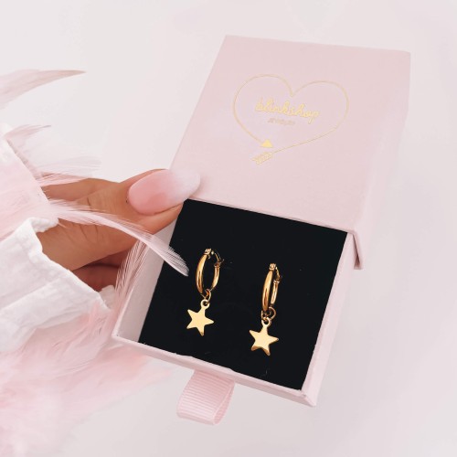 KOLCZYKI ZE STALI CHIRURGICZNEJ KOLOR ZŁOTY GWIAZDKI