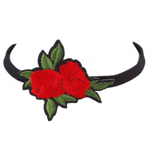 CHOKER CZARNY NASZYWKA RÓŻA TATTOO