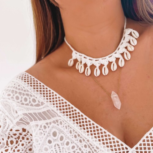 NASZYJNIK ZE STALI SZLACHETNEJ KRYSZTAŁ GÓRSKI WISIOR 