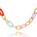 naszyjnik kolorowy łańcuch ze stali szlachetnej pozłacany .jpg