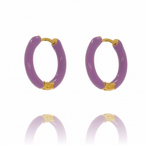 KOLCZYKI ZE STALI CHIRURGICZNEJ KÓŁKO KOLOR FIOLETOWY EMALIOWANE