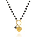 naszyjnik czarne koraliki serduszko z onyksem stal szlachetna 
 .jpg