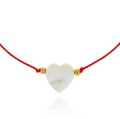 bransoletka stal perłowe  serce jedwabna nić kolor czerwony
