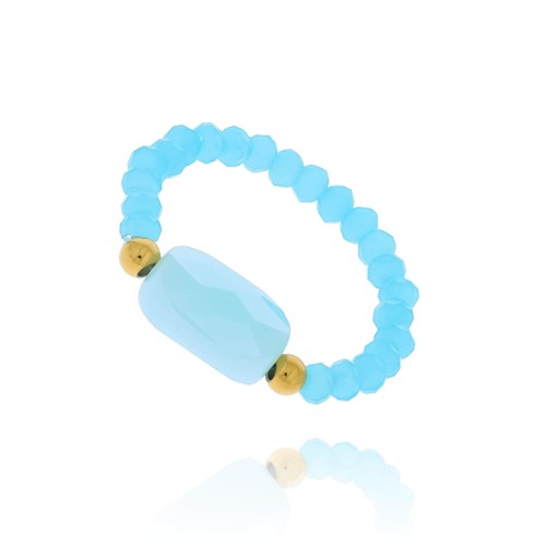 PIERŚCIONEK STAL CHIRURGICZNA ELASTYCZNY NIEBIESKIE KRYSZTAŁKI