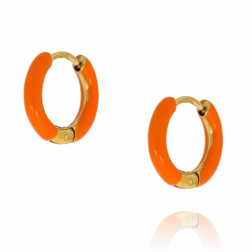 KOLCZYKI ZE STALI CHIRURGICZNEJ KÓŁECZKA EMALIOWANE POMARAŃCZOWE