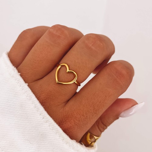 ZŁOTA OBRĄCZKA DUŻE SERCE STAL SZLACHETNA  