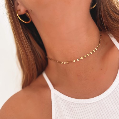 naszyjnik choker ze stali chirurgicznej okrągłe blaszki boho .jpg