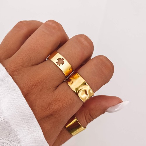 PIERŚCIONEK ZŁOTA OBRĄCZKA ŻÓŁWIK ZE STALI CHIRURGICZNEJ 