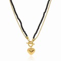 naszyjnik choker czarne koraliki serduszko stal chirurgiczna .jpg