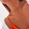 złoty choker księżyc z turkusem ze stali chirurgicznej .jpg