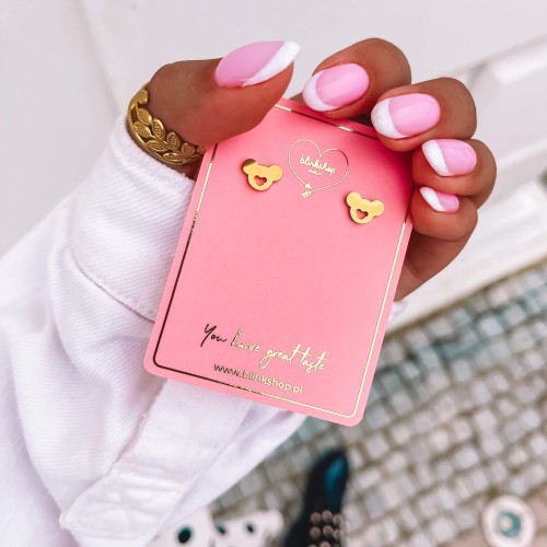 ZŁOTE KOLCZYKI ZE STALI CHIRURGICZNEJ MISIE WKRĘTKI 