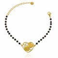 bransoletka z sercem czarne koraliki stal chirurgiczna