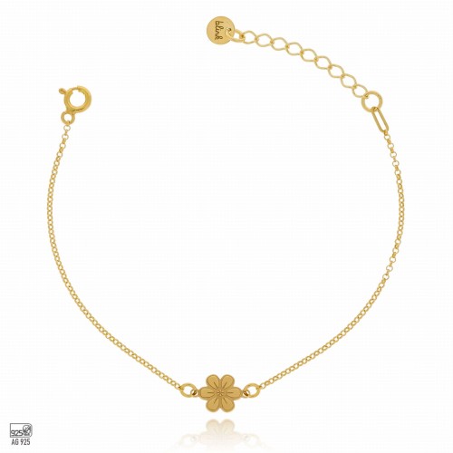 BRANSOLETKA SREBRO POZŁACANE PRÓBA 925 CELEBRYTKA Z KWIATUSZKIEM