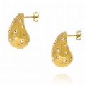 kolczyki złote łezki wysadzane kryształkami stal chirurgiczna