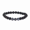 bransoletka męska z kamieni naturalnych lawa obsydian