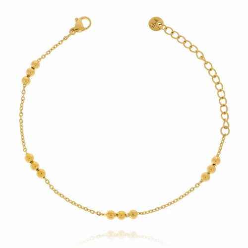 BRANSOLETKA ZE STALI CHIRURGICZNEJ POTRÓJNE KULECZKI BOHO