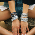 BRANSOLETKA MANKIET NAPY GWIAZDKI CUFF SREBRNA
