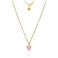 złoty naszyjnik ze stali szlachetnej serce kryształek kolor różowy