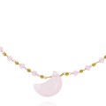bransoletka koraliki z kwarcem różowy fasetowany księżyc stal chirurgiczna