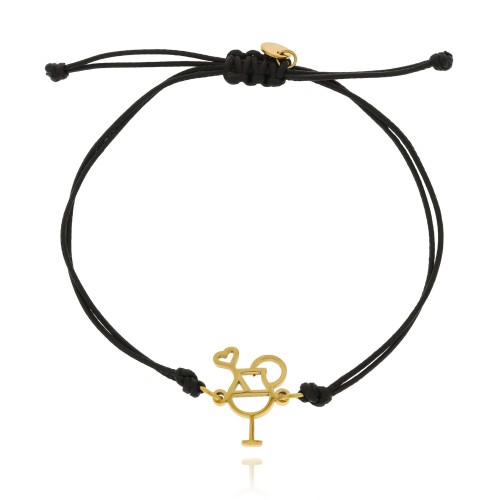 BRANSOLETKA NA CZARNYM SZNURKU DRINK NA WIECZÓR PANIEŃSKI STAL CHIRURGICZNA 