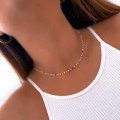 choker ze stali chirurgicznej różowe koraliki krótki naszyjnik