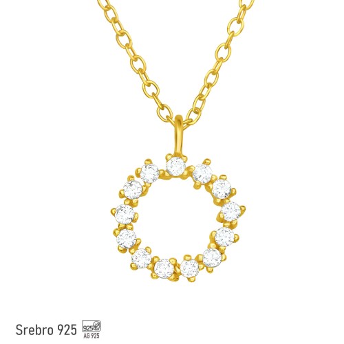 Naszyjnik srebro pozłacane próba 925 choker koło z kryształkami