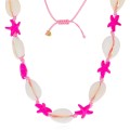 naszyjnik muszelki na różowym sznurku choker rozgwiazdy .jpg