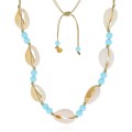 naszyjnik choker muszelki na sznurku różowe błękitne koraliki boho .jpg