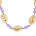 naszyjnik choker muszelki na sznurku różowe fioletowe koraliki boho .jpg