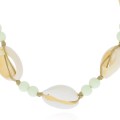 naszyjnik choker muszelki na sznurku różowe beżowe koraliki boho .jpg