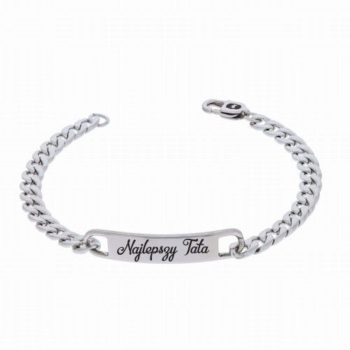 SREBRNA BRANSOLETKA MĘSKA NAJLEPSZY TATA ŁAŃCUCH ZE STALI PREZENT DLA TATY Z GRAWEREM