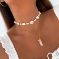 naszyjnik choker muszelki na sznurku różowe koraliki boho .jpg