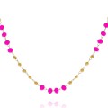 pozłacany naszyjnik ze stali chirurgicznej choker łączone koraliki różowe fuksja .jpg